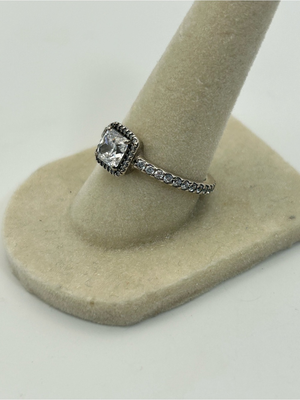 Pandora Sterling Silver Sparkle Halo Square Ring Size 7.5 Stamped S925 ALE 56 - Picture 3 of 11